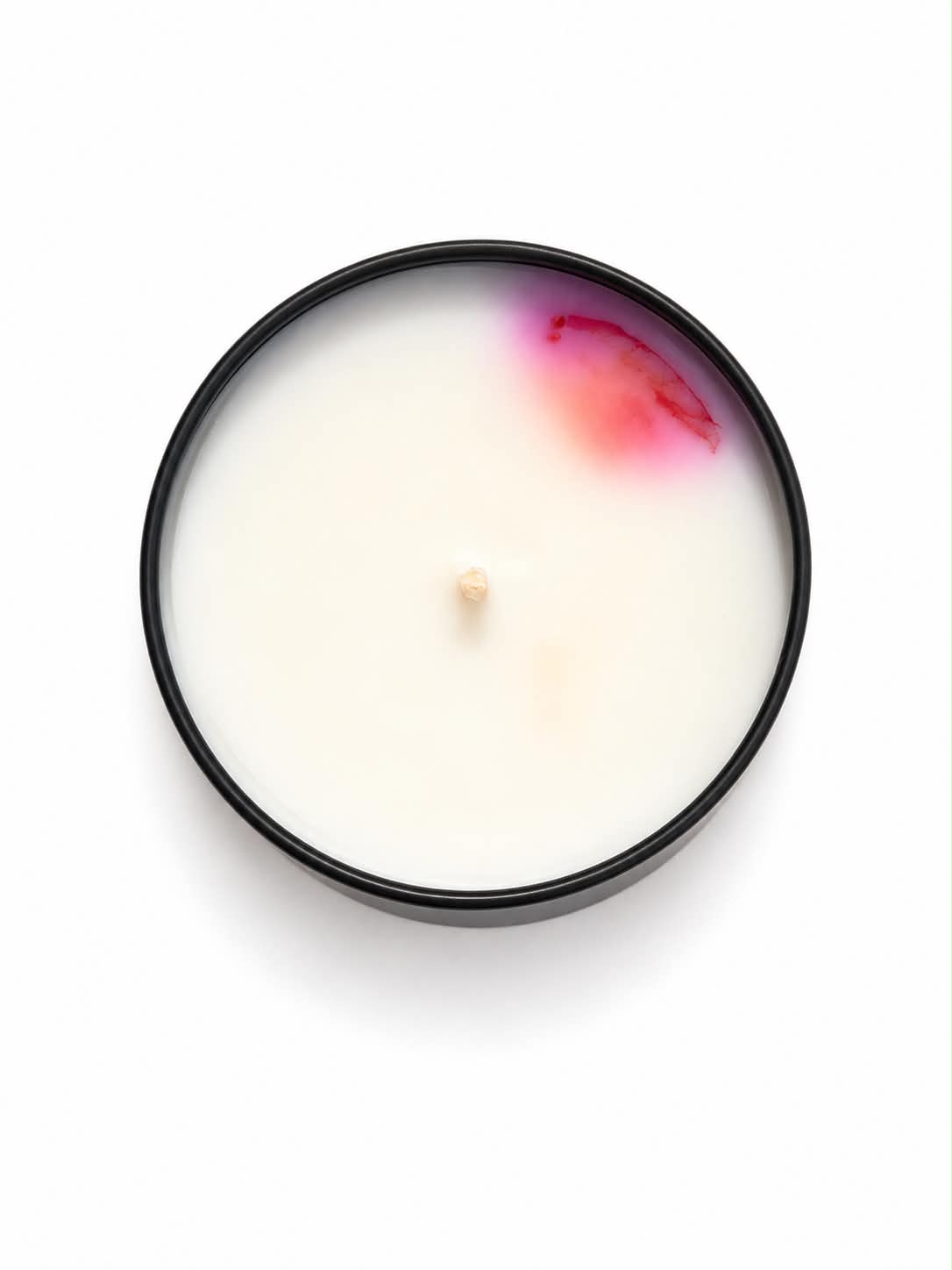 Bougie parfumée artisanale Anna Barri - senteur Chèvrefeuille et Jasmin- cire naturelle, décoration marbrage fushia