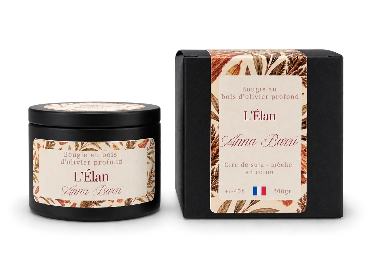 L'Élan | Bougie Parfumée au bois d'olivier profond | 40h de Diffusion