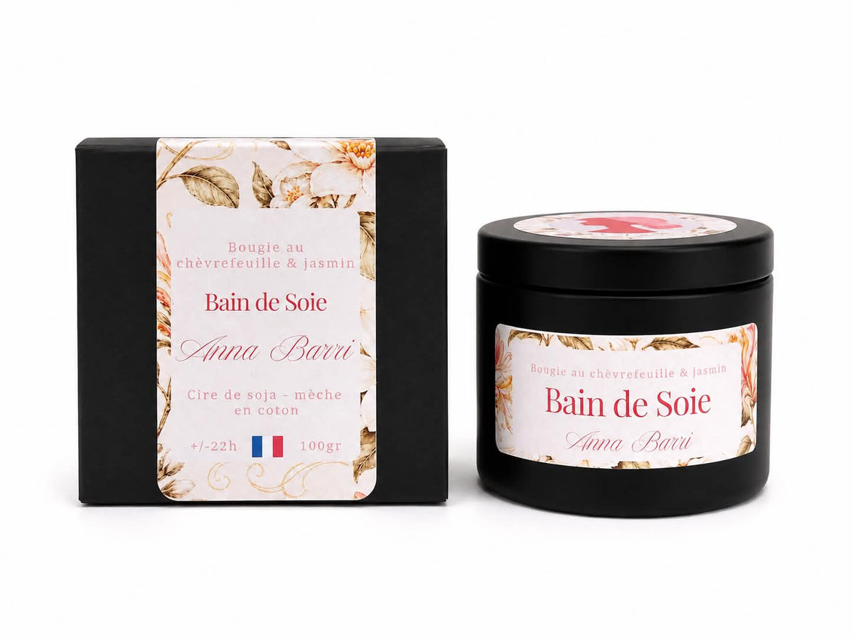 Bougie parfumée artisanale Anna Barri - senteur Chèvrefeuille et Jasmin- cire naturelle